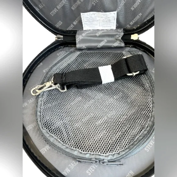 Steve Madden NWT Plastic Pink Hat Box/Cosmetic Case Hard Luggage Crossbody - Picture 7 of 9